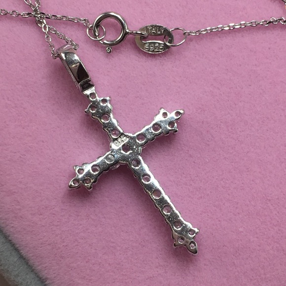 14k white gold cross necklace neo gothic silver - Picture 8 of 8
